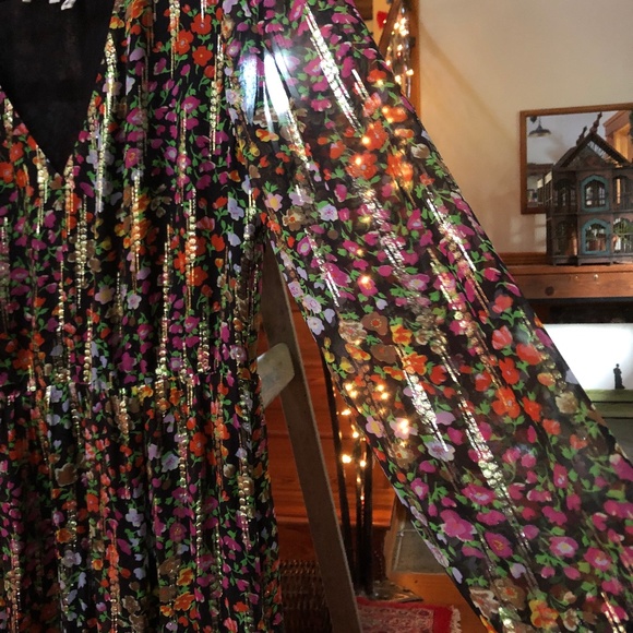 BA&SH Vibrant Silk Floral Holiday Party Dress - Picture 5 of 10